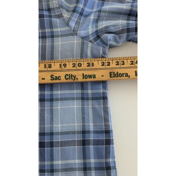 L.L.Bean Men’s M Fleece Lined Flannel Shirt Blue Plaid Button Front Long Sleeve - Picture 10 of 14